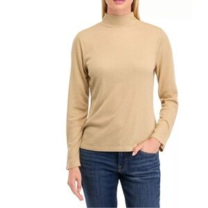 Brit & Bri Women's Long Sleeve Top Size M Camel Color mock neck